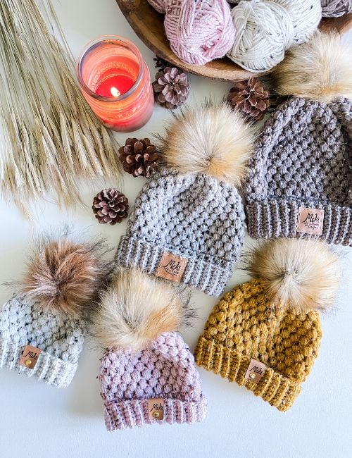 Puff stitch crochet hat