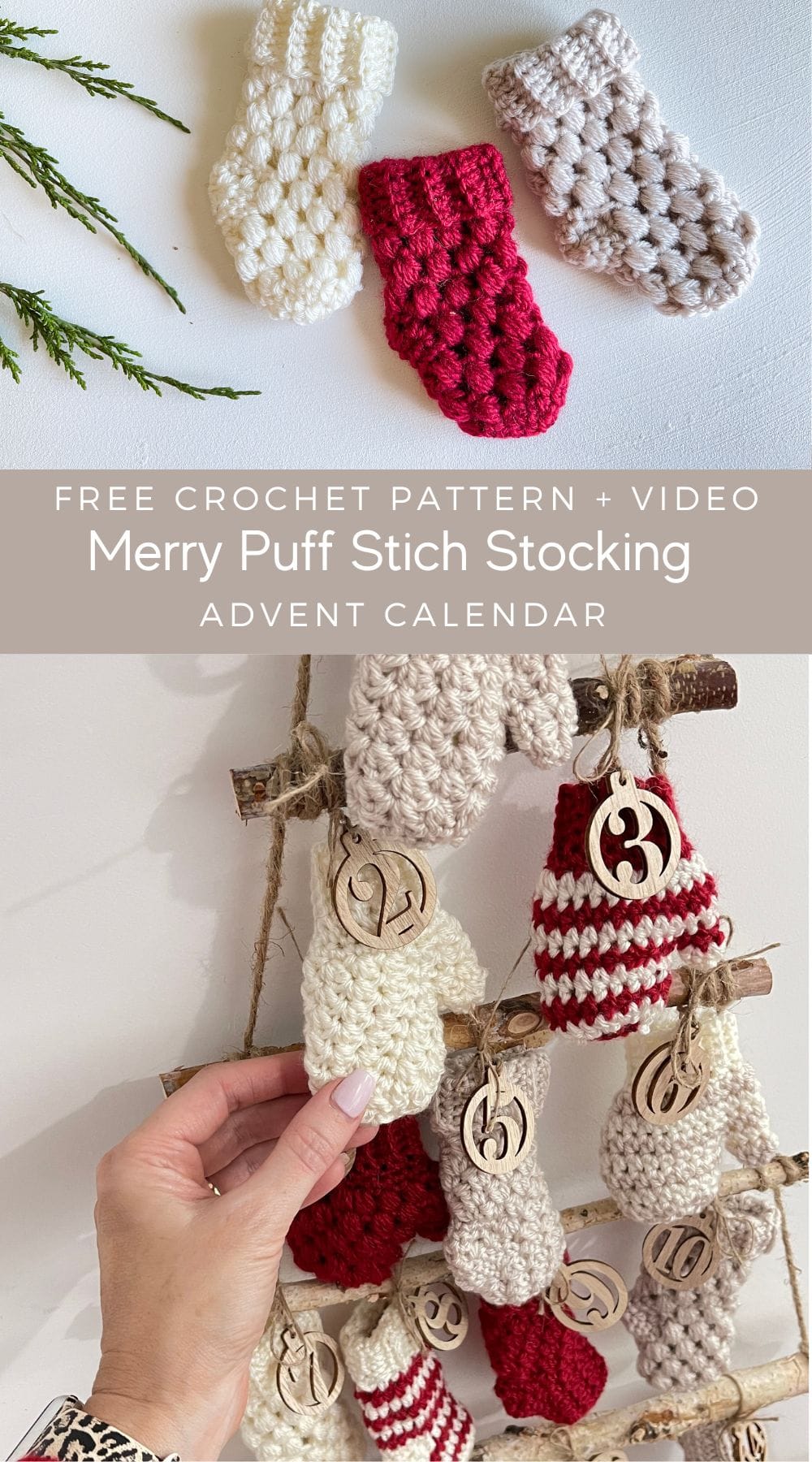 Mini Puff Stitch Stocking Crochet Pattern - MJ's off the Hook Designs