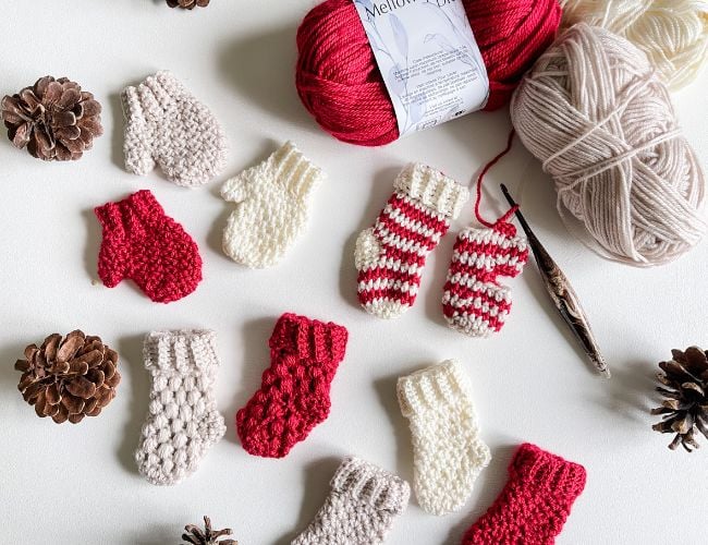 Mini Puff Stitch Mitten Crochet Pattern