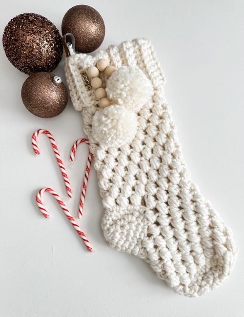 Crochet Christmas Stocking Pattern, Puff Stitch Stocking Pattern