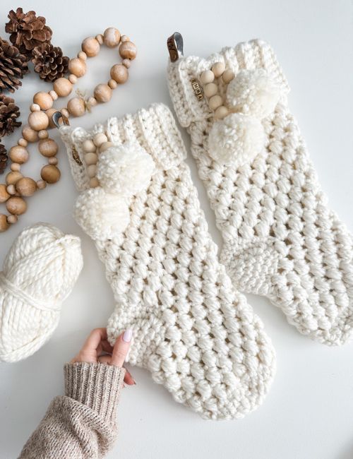 Easy Crochet Puff Stitch Stocking - Free Christmas Stocking
