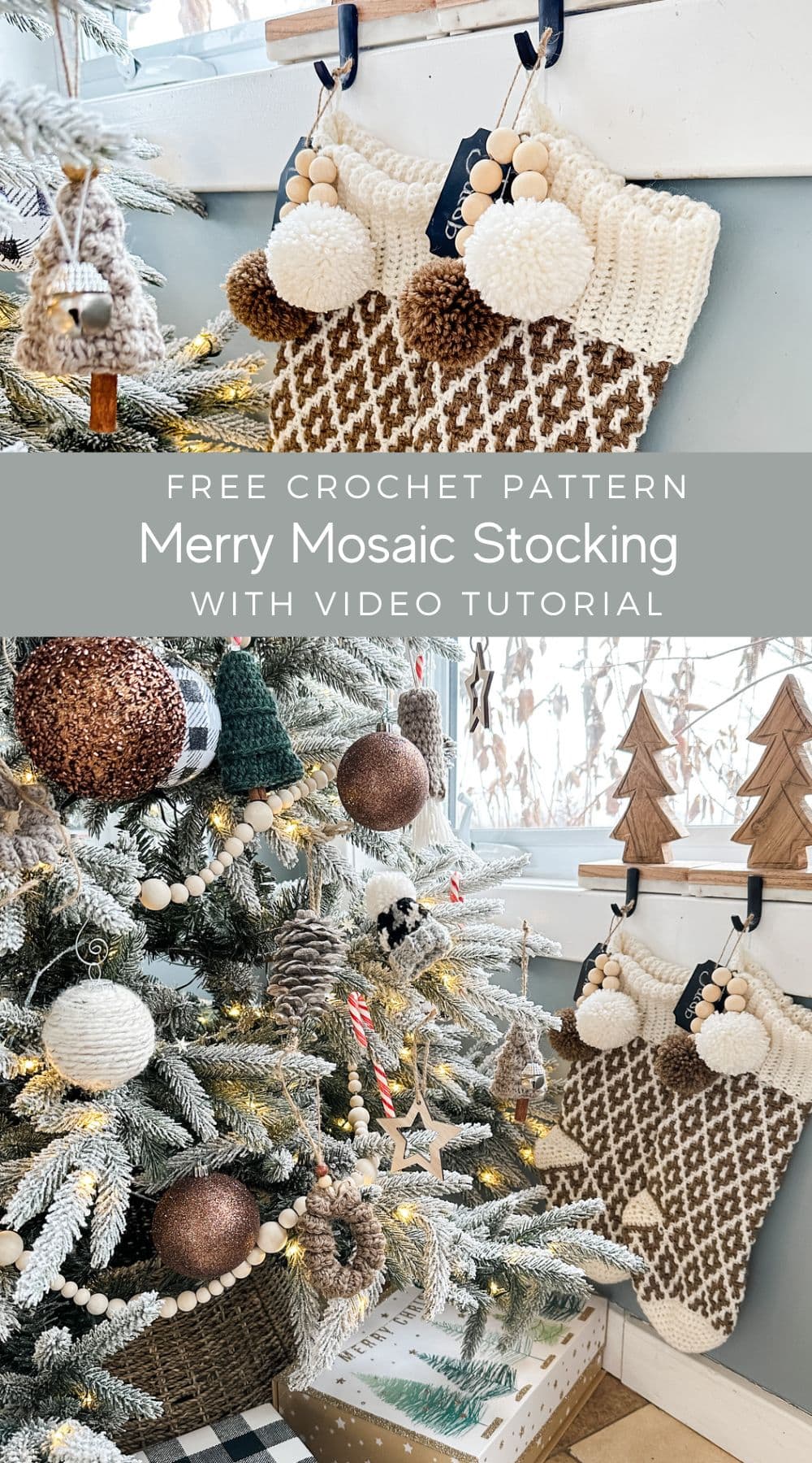 Mosaic Christmas Crochet Stocking - MJ's off the Hook Designs