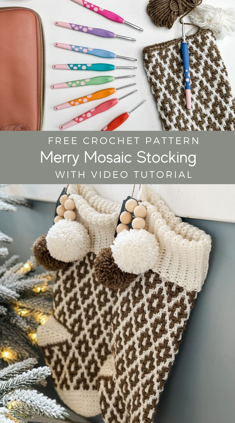 Mosaic Christmas Crochet Stocking - MJ's off the Hook Designs
