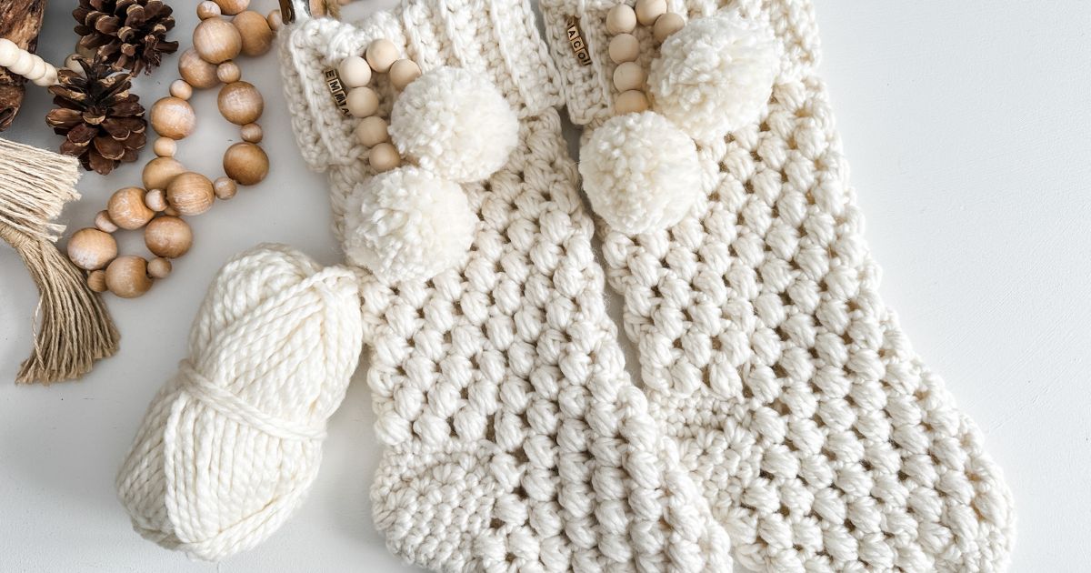 Bulky & Quick Puff Stitch Stockings - MJ's off the Hook Designs