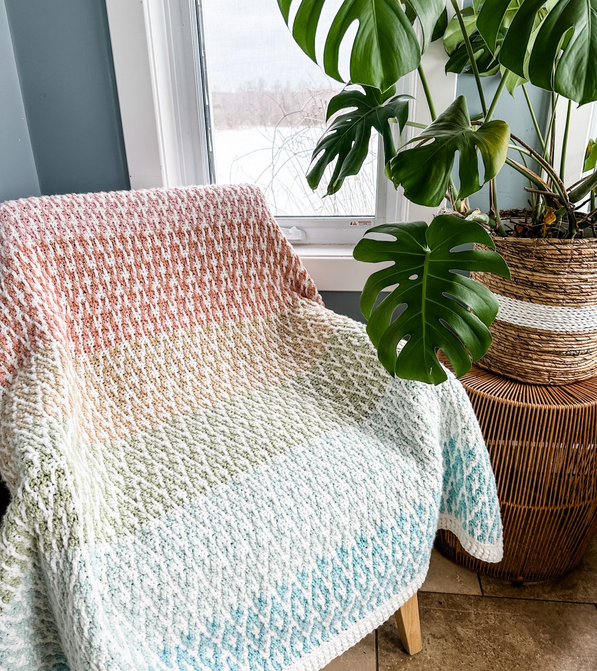 Rainbow Hugs Mosaic Crochet Blanket - MJ's off the Hook Designs