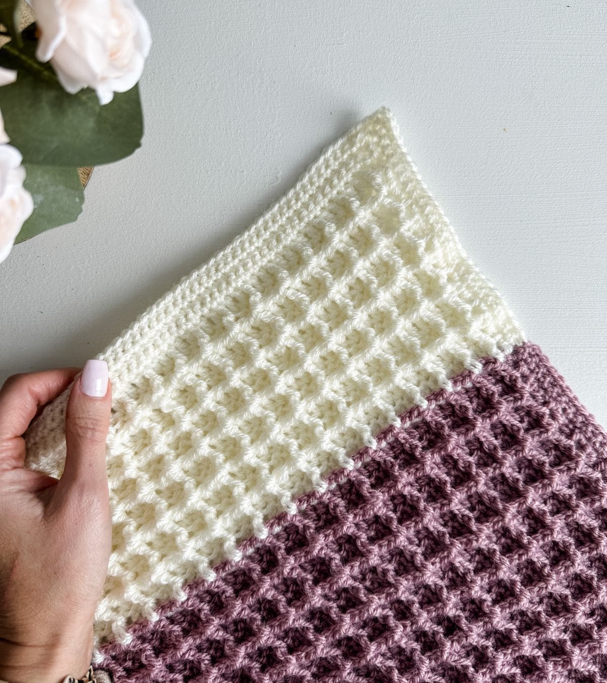Waffle Stitch Crochet Blanket - MJ's off the Hook Designs