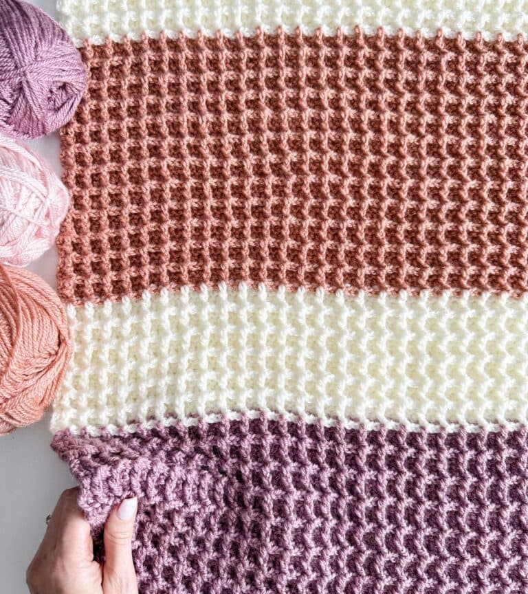 Waffle Stitch Crochet Blanket - MJ's off the Hook Designs