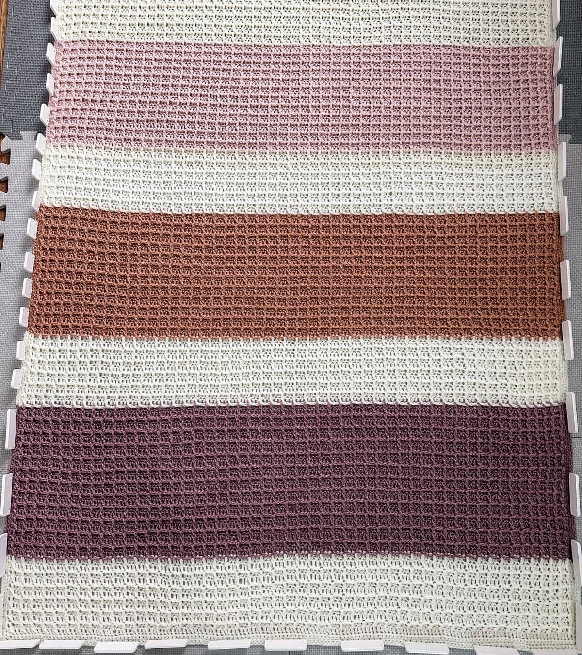 Waffle Stitch Crochet Blanket - MJ's off the Hook Designs