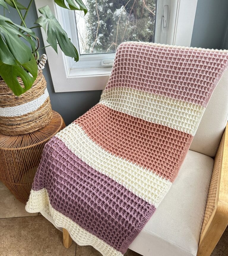 Waffle Stitch Crochet Blanket - MJ's off the Hook Designs