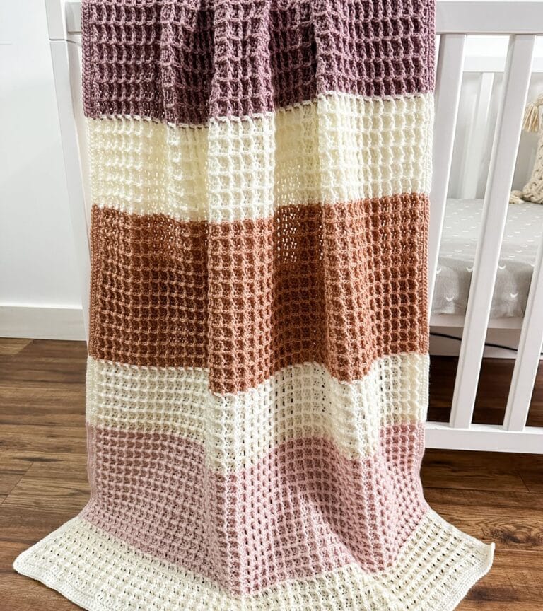 Waffle Stitch Crochet Blanket - MJ's off the Hook Designs