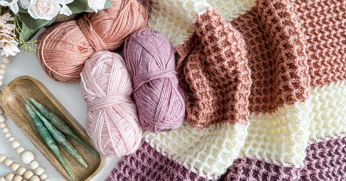 Waffle Stitch Crochet Blanket - MJ's off the Hook Designs