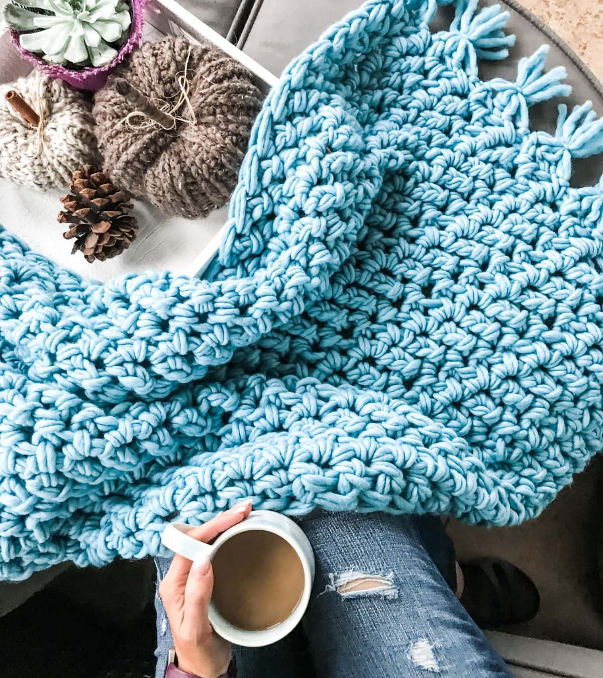 Chunky Star Stitch Crochet Blanket - MJ's off the Hook Designs