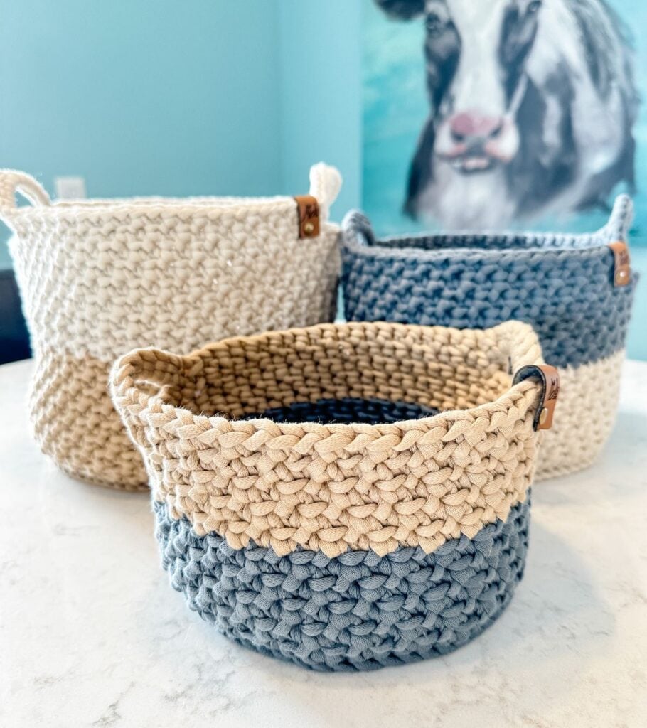 Two-Toned Crochet Nesting Baskets
