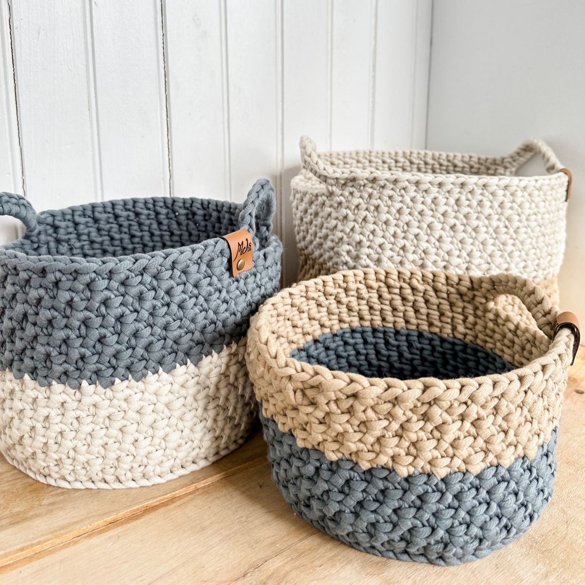 Two-Toned Crochet Nesting Baskets - MJ's off the Hook Designs