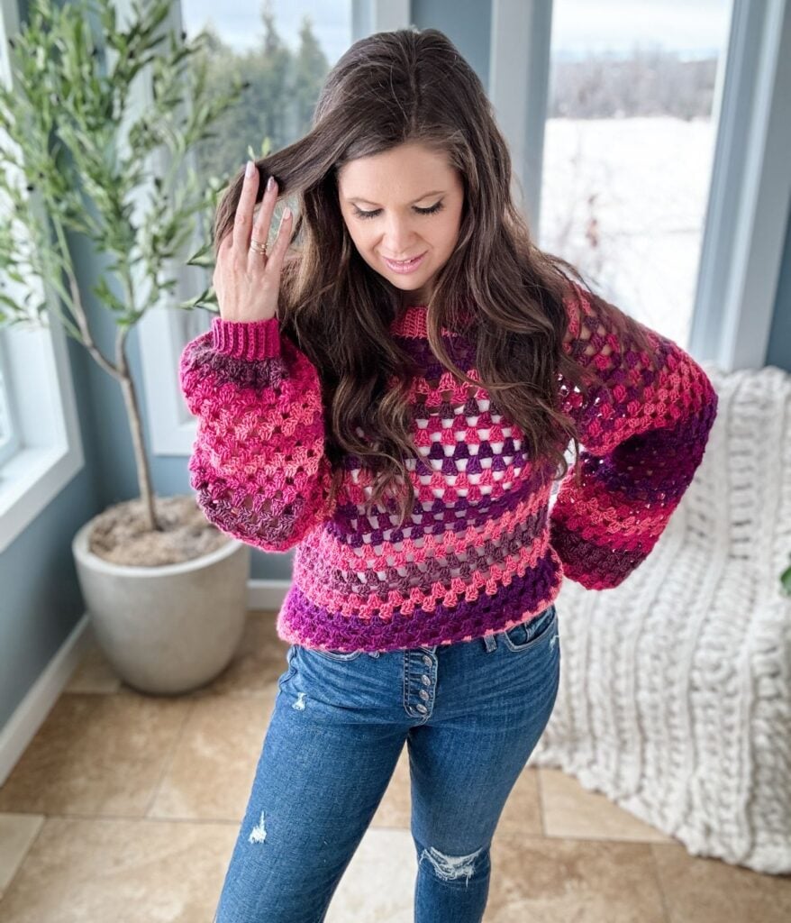 Easy Crochet Granny Stitch Sweater - MJ's off the Hook Designs