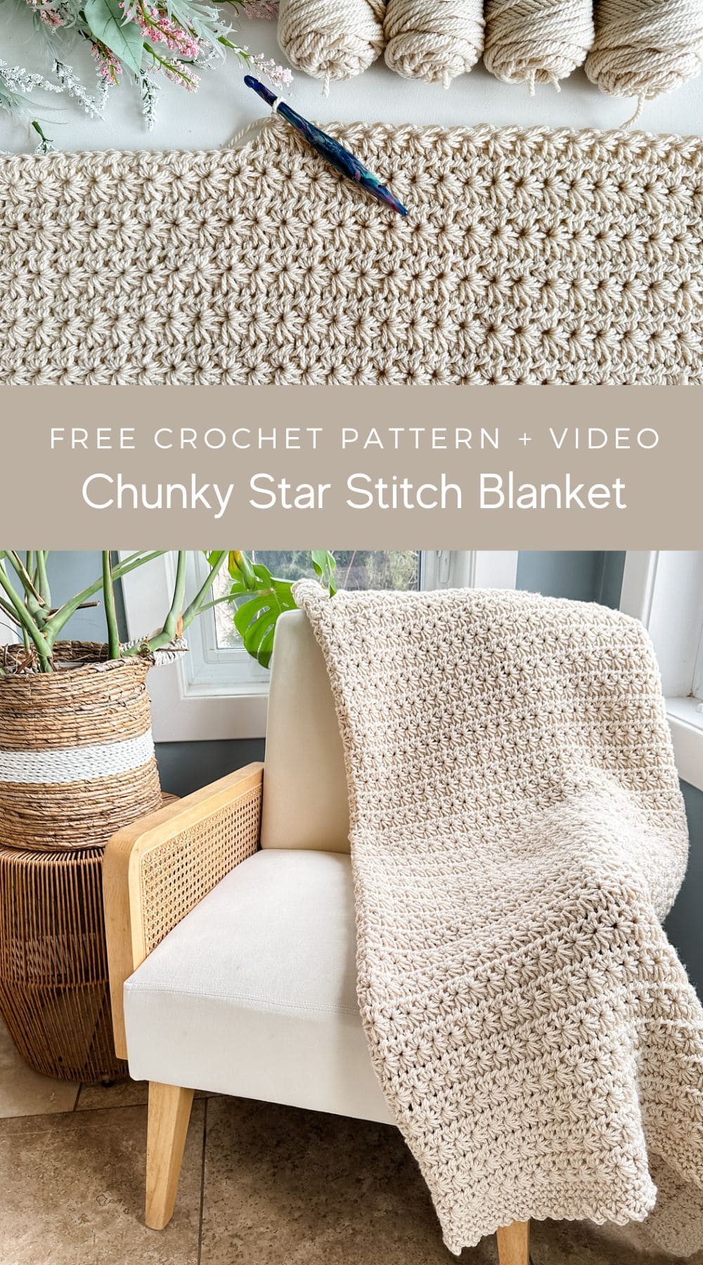 Chunky Star Stitch Crochet Blanket - MJ's off the Hook Designs