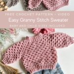 Free crochet pattern for an easy top-down raglan sweater in the granny stitch.