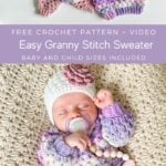 Free top-down crochet raglan sweater pattern idea - easy granny stitch sweater.