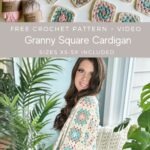 Free crochet pattern video for Granny Square Cardigan.