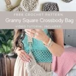 Crochet granny square crossbody bag.