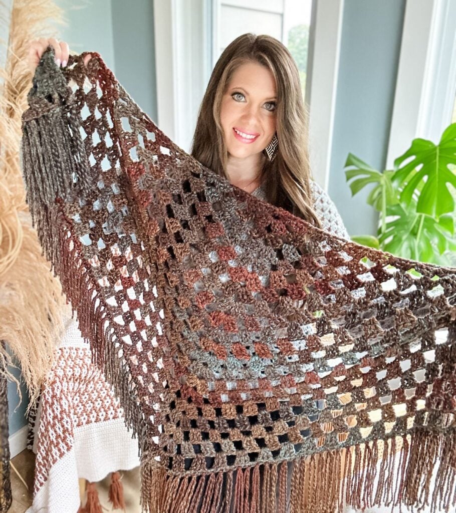 Easy Treble Stitch Triangle Shawl - MJ's off the Hook Designs