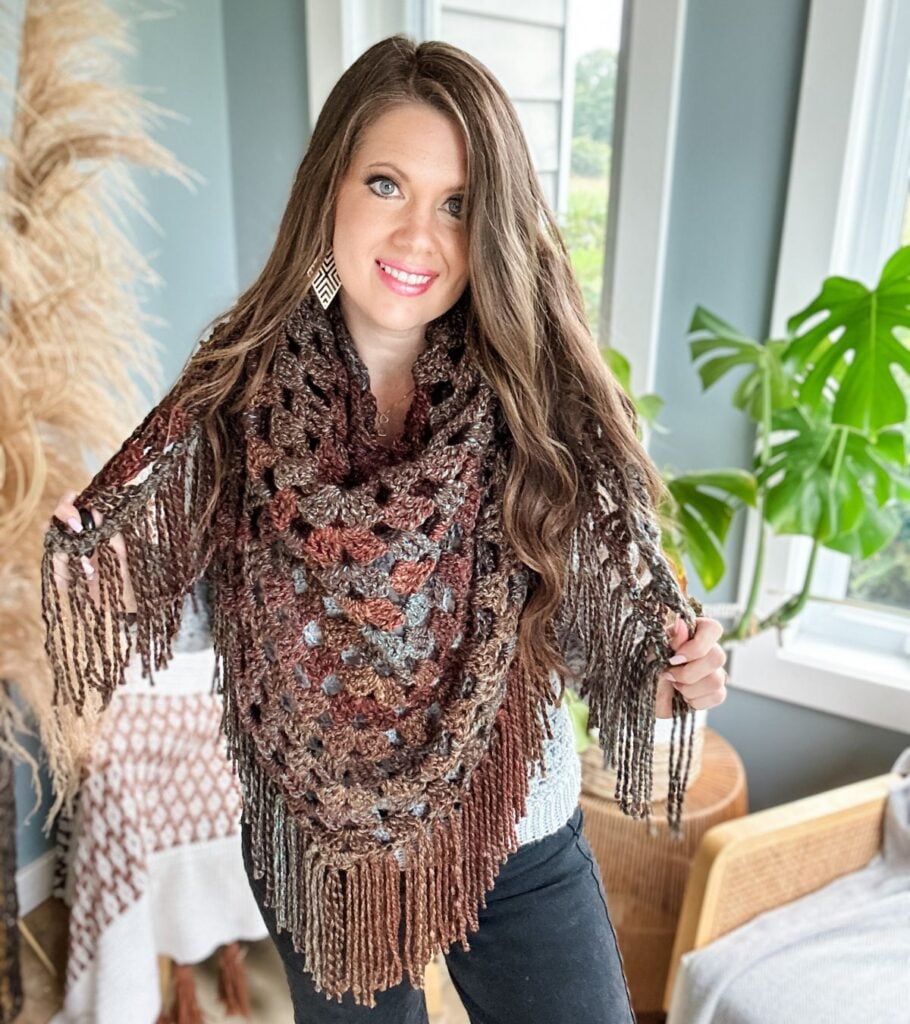 Easy Treble Stitch Triangle Shawl - MJ's off the Hook Designs