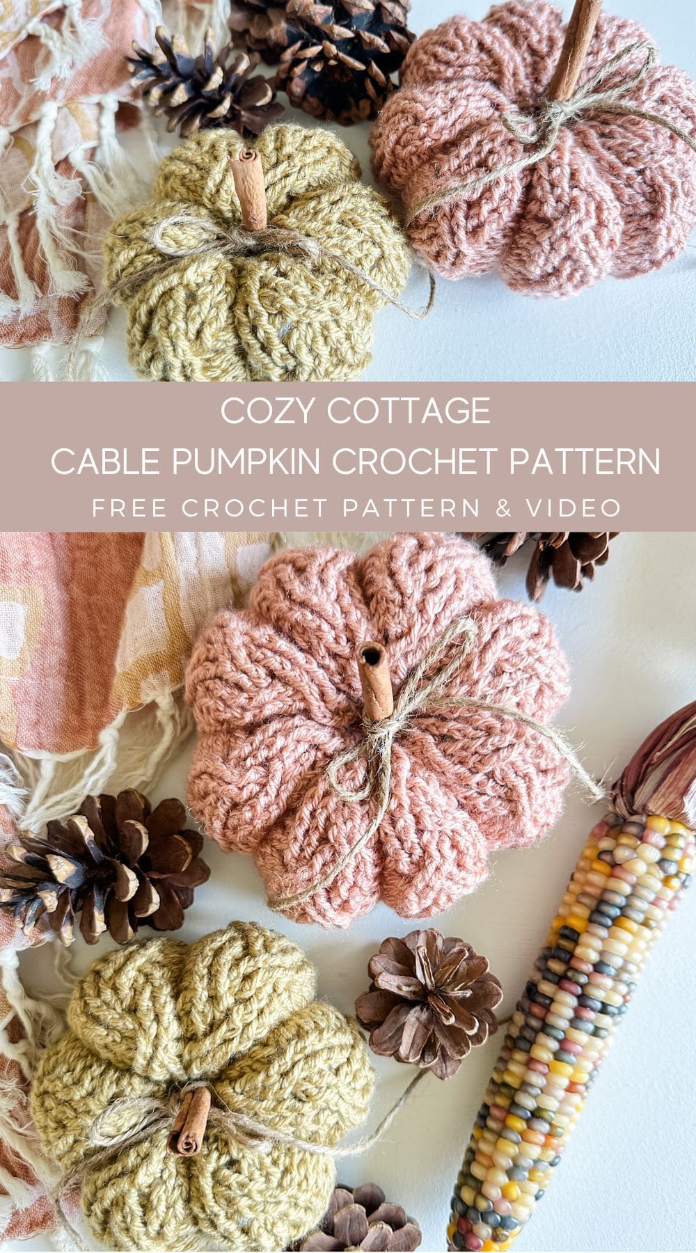 Cabled Pumpkin Free Crochet Pattern - MJ's off the Hook Designs