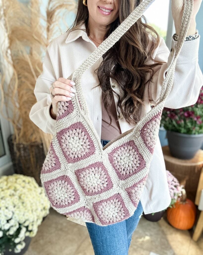 Crochet Granny Square Tape Yarn Bag