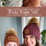         Rocky Ridge Crochet Hat: Free crochet beanie hat pattern.