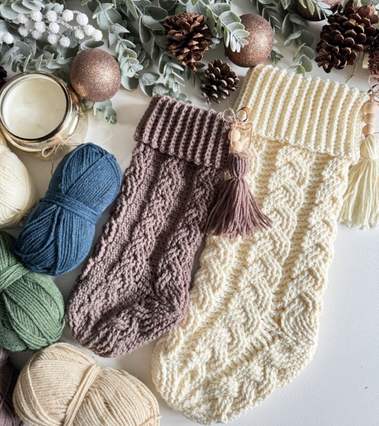 Cozy Cottage Cabled Stocking: Free Crochet Stocking Pattern