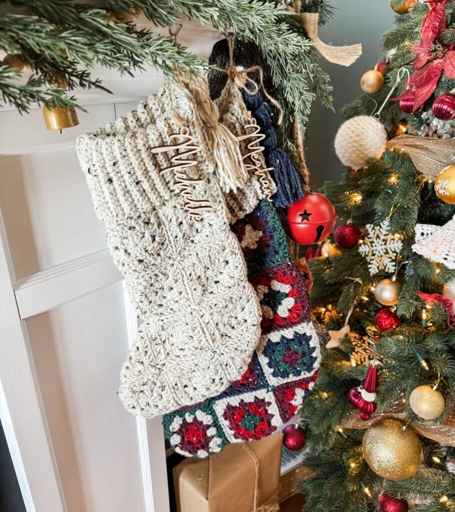 crochet stocking, granny square stocking