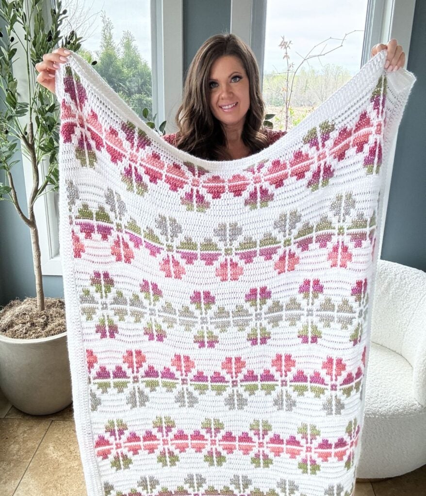 Pink and green crochet blanket new arrivals