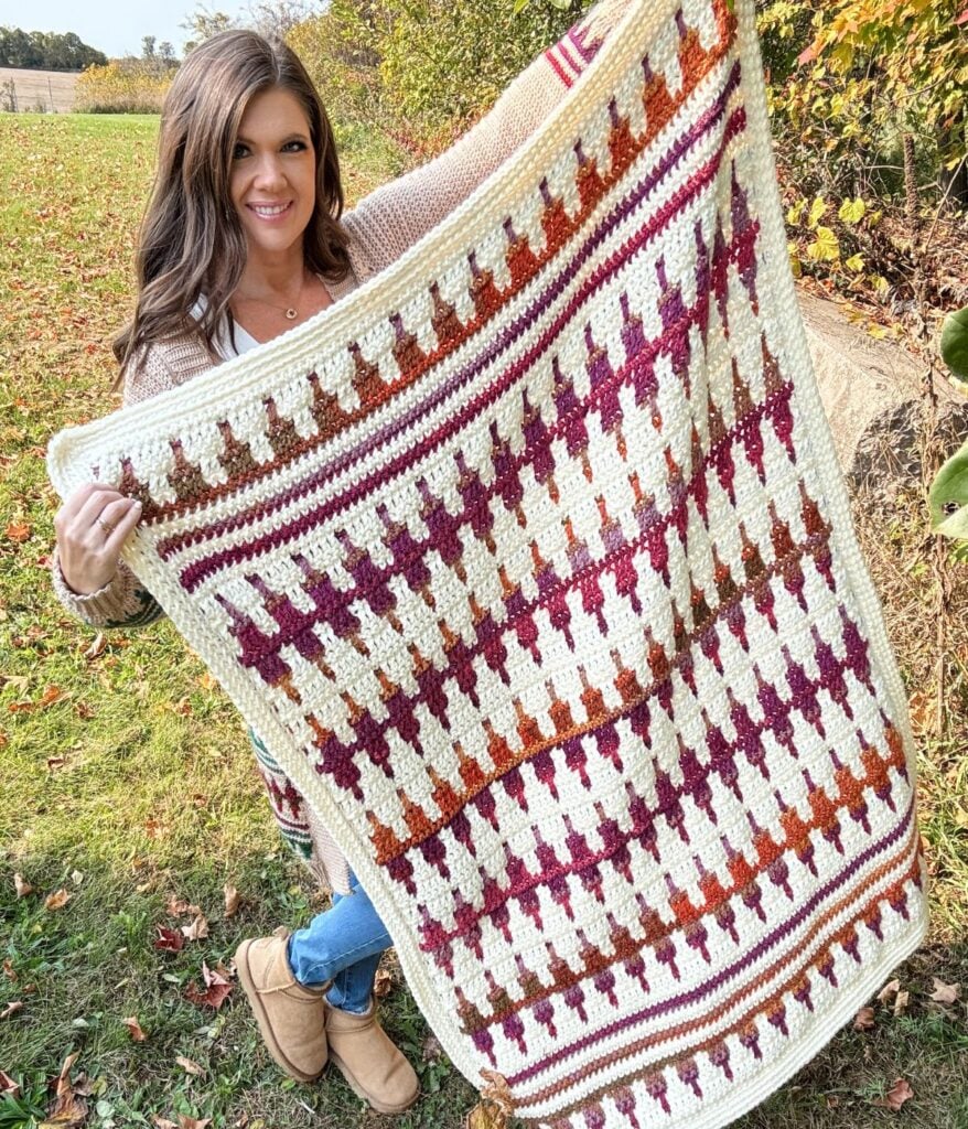 Free Mosaic Crochet Blanket Pattern MJ's off the Hook Designs