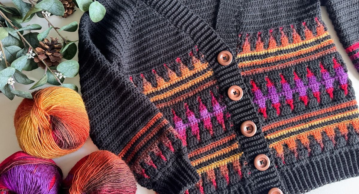Free Mosaic Crochet Cardigan pattern: Top-Down Construction! - Free Mosaic Crochet Cardigan pattern: Top-Down Construction! -