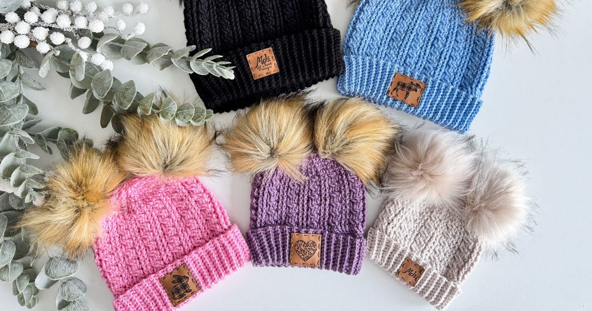 Cuddle Cables Crochet Beanie Free Pattern & Video Tutorial - MJ's