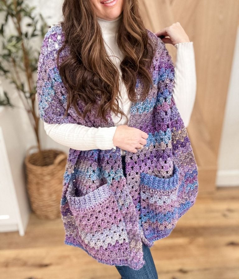 Chunky Granny Stitch Crochet Pocket Shawl Pattern