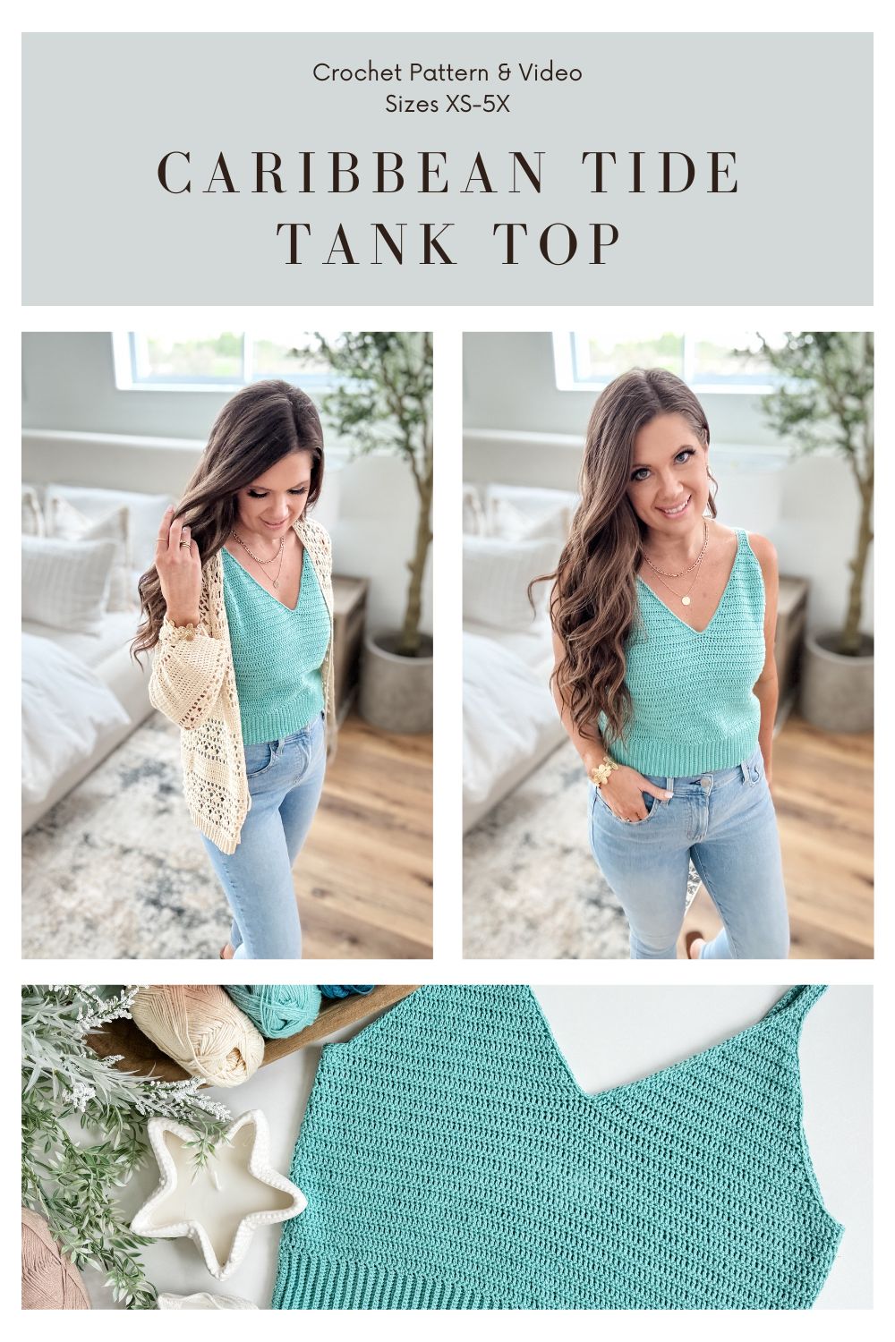 Crochet Wave Pattern Tassel Decor Tank Top