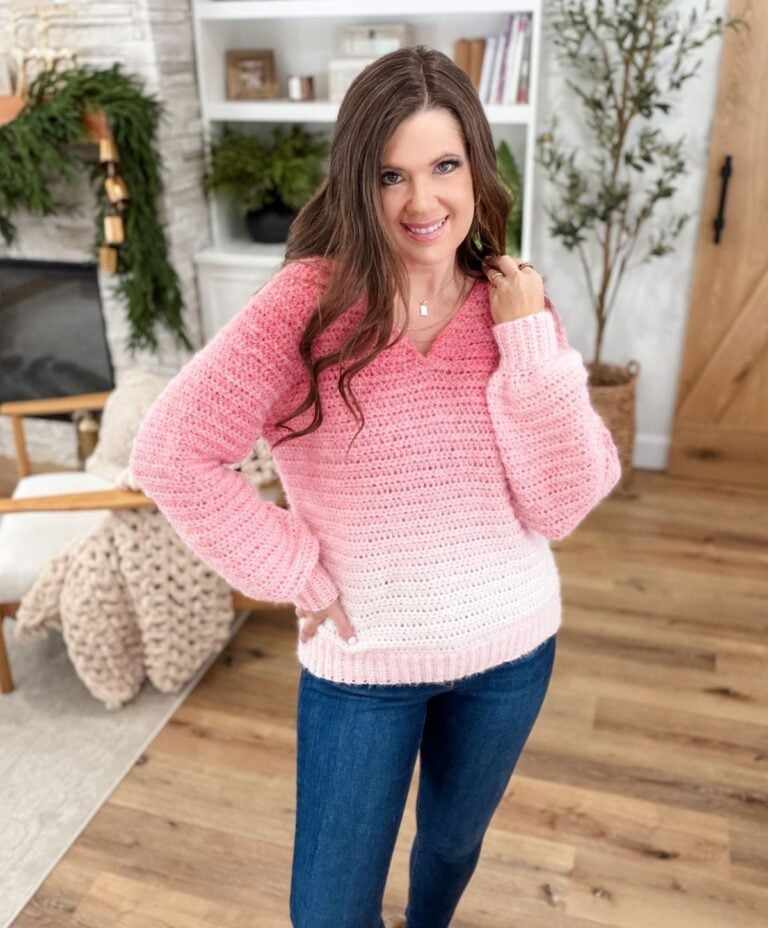 Halo Hugs V-Neck Sweater Crochet Pattern