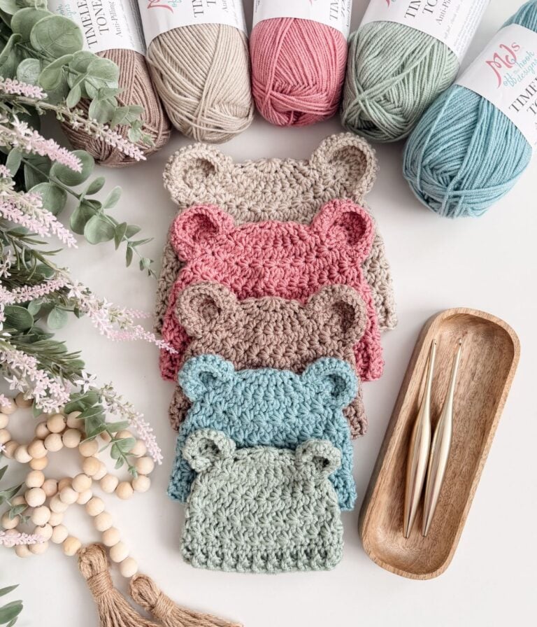 Free Crochet Baby Bear Hat Pattern | Star Stitch Baby Bear Hat